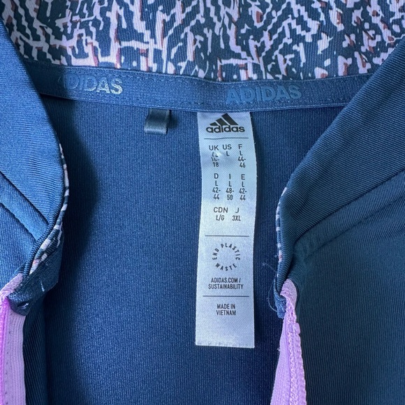 adidas Navy and Pink Athletic Top. - Picture 2 of 8